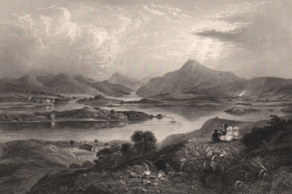 Loch Lomond, Ben Lomond & The Trossachs, looking North. Scotland 1845 print